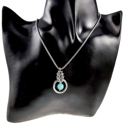 Turquoise Kattenoog Kristal Hanger Dames - RVS - Uniek Ontwerp esde2
