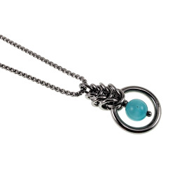 Turquoise Kattenoog Kristal Hanger Dames - RVS - Uniek Ontwerp esde2