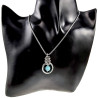 Dames RVS Jasseron-Ketting + Turquoise Kattenoog Kristal Hanger Uniek