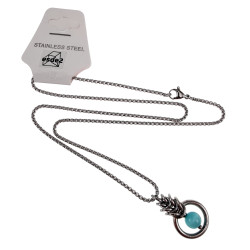 Dames RVS Jasseron-Ketting + Turquoise Kattenoog Kristal Hanger Uniek