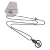 Dames RVS Jasseron-Ketting + Turquoise Kattenoog Kristal Hanger Uniek