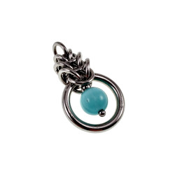 Dames RVS Jasseron-Ketting + Turquoise Kattenoog Kristal Hanger Uniek