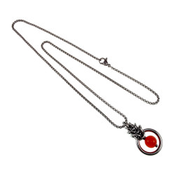 Dames RVS Jasseron-Ketting + Rode Kattenoog Kristal Hanger Uniek