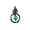 Dames RVS Jasseron-Ketting + Turquoise Kattenoog Kristal Hanger Uniek