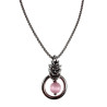 Dames RVS Jasseron-Ketting + Roze Kattenoog Kristal Hanger Uniek