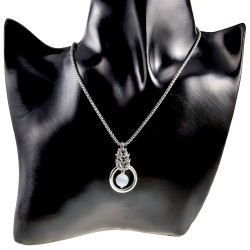 Dames RVS Jasseron-Ketting + Witte Kattenoog Kristal Hanger Uniek