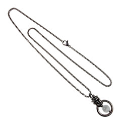 Dames RVS Jasseron-Ketting + Witte Kattenoog Kristal Hanger Uniek