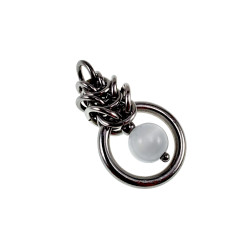 Dames RVS Jasseron-Ketting + Witte Kattenoog Kristal Hanger Uniek