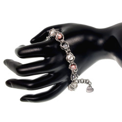 RVS Schakelarmband met Roze, Wit en Ggrijs Schelpkralen 16cm tot 19cm
