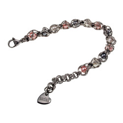 RVS Schakelarmband met Roze, Wit en Ggrijs Schelpkralen 16cm tot 19cm