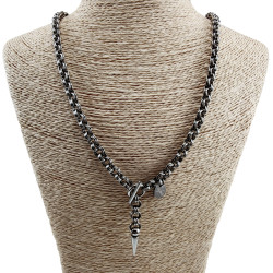 Unisex RVS Schakelketting met T-sluiting en Spike Hanger - 50 of 55cm