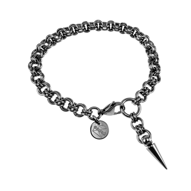 Unisex RVS Schakelarmband met T-sluiting en Spike Hanger 16 of 19cm Unisex RVS Schakelarmband met T-sluiting en Spike Hanger 16 of 19cm