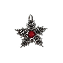 Jasseron-Ketting met Sterhanger van RVS en Rode Howlietsteen - Unisex