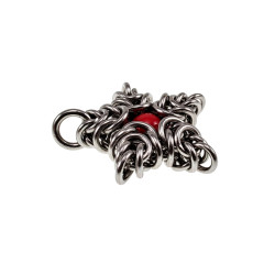 Jasseron-Ketting met Sterhanger van RVS en Rode Howlietsteen - Unisex