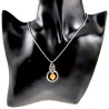 Amberkleur Kattenoog Kristal Hanger Dames - RVS - Uniek Ontwerp esde2