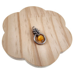 Amberkleur Kattenoog Kristal Hanger Dames - RVS - Uniek Ontwerp esde2