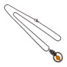 Dames RVS Jasseron-Ketting + Amberkleur Kattenoog Kristal Hanger Uniek