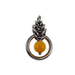 Dames RVS Jasseron-Ketting + Amberkleur Kattenoog Kristal Hanger Uniek