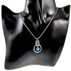 Blauwekleur Kattenoog Kristal Hanger Dames - RVS - Uniek Ontwerp esde2