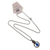 Dames RVS Jasseron-Ketting + Blauwekleur Kattenoog Kristal Hanger Uniek