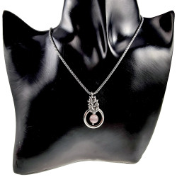 Dames RVS Jasseron-Ketting + Paarsekleur Kattenoog Kristal Hanger Uniek