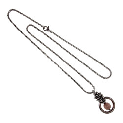 Dames RVS Jasseron-Ketting + Paarsekleur Kattenoog Kristal Hanger Uniek