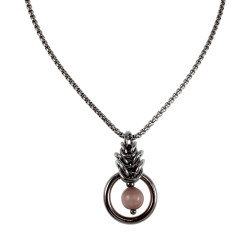 Dames RVS Jasseron-Ketting + Paarsekleur Kattenoog Kristal Hanger Uniek