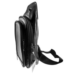 Crossbody Unisex Schoudertas van Zwarte Imitatieleer Compacte Slingbag