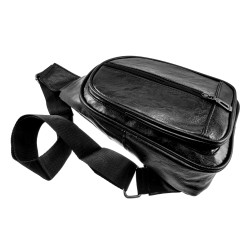 Crossbody Unisex Schoudertas van Zwarte Imitatieleer Compacte Slingbag