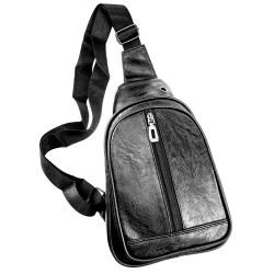 Crossbody Unisex Schoudertas van Zwarte Imitatieleer Compacte Slingbag