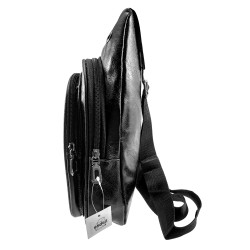 Crossbody Unisex Schoudertas van Zwarte Imitatieleer Compacte Slingbag