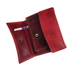 Compacte Portemonnee Unisex - Rode Buffelleer - Met RFID Anti-Skim
