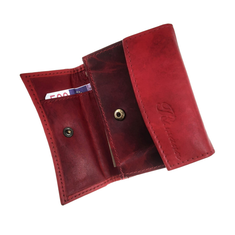 Compacte Portemonnee Unisex - Rode Buffelleer - Met RFID Anti-Skim