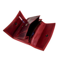 Compacte Portemonnee Unisex - Rode Buffelleer - Met RFID Anti-Skim