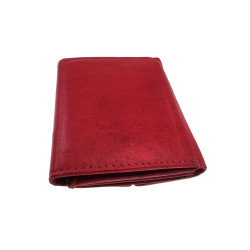 Compacte Portemonnee Unisex - Rode Buffelleer - Met RFID Anti-Skim