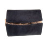 Unisex Compacte Portemonnee Met RFID Anti-Skim Donkerblauwe Buffelleer
