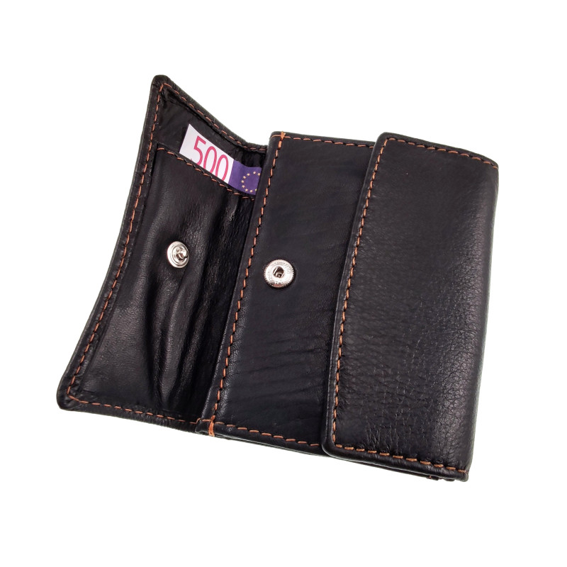 Compacte Portemonnee Unisex - Zachte Zwarte Leren Portemonnee