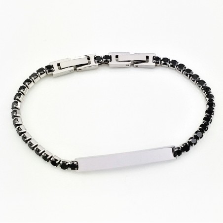 RVS Tennisarmband met Zwarte Zirkonia's