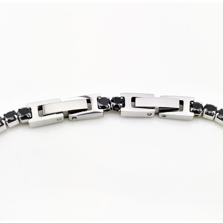 RVS Tennisarmband met Zwarte Zirkonia's