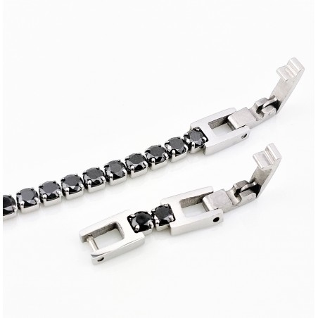 RVS Tennisarmband met Zwarte Zirkonia's