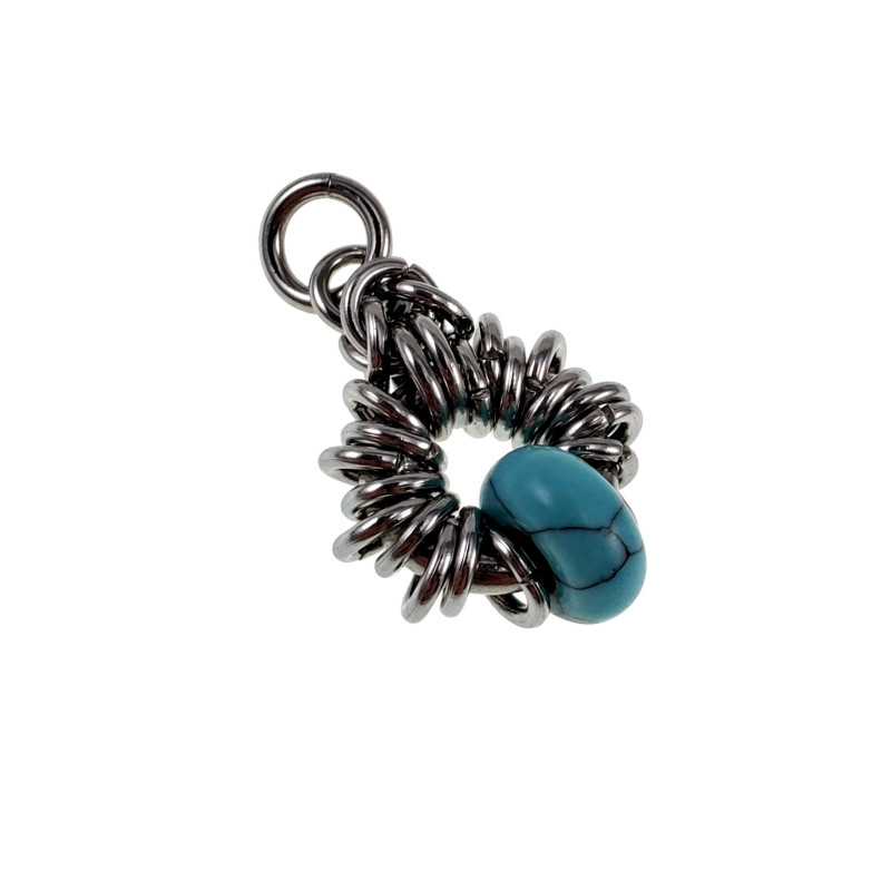 RVS en Turquoise Steen Hanger Unisex Uniek - Handgemaakt door esde2 RVS en Turquoise Steen Hanger Unisex Uniek - Handgemaakt door esde2