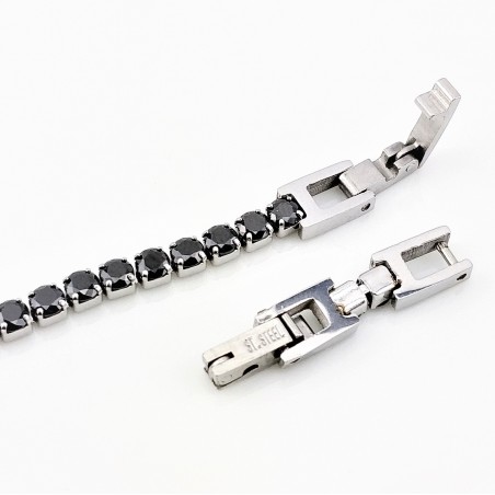 RVS Tennisarmband met Zwarte Zirkonia's