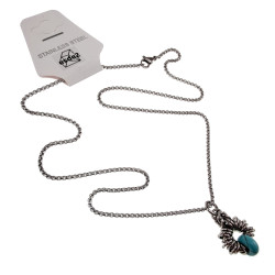55cm x 2mm RVS Jasseron-Ketting + 32mm Turquoise Steen Hanger Unisex