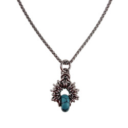 55cm x 2mm RVS Jasseron-Ketting + 32mm Turquoise Steen Hanger Unisex