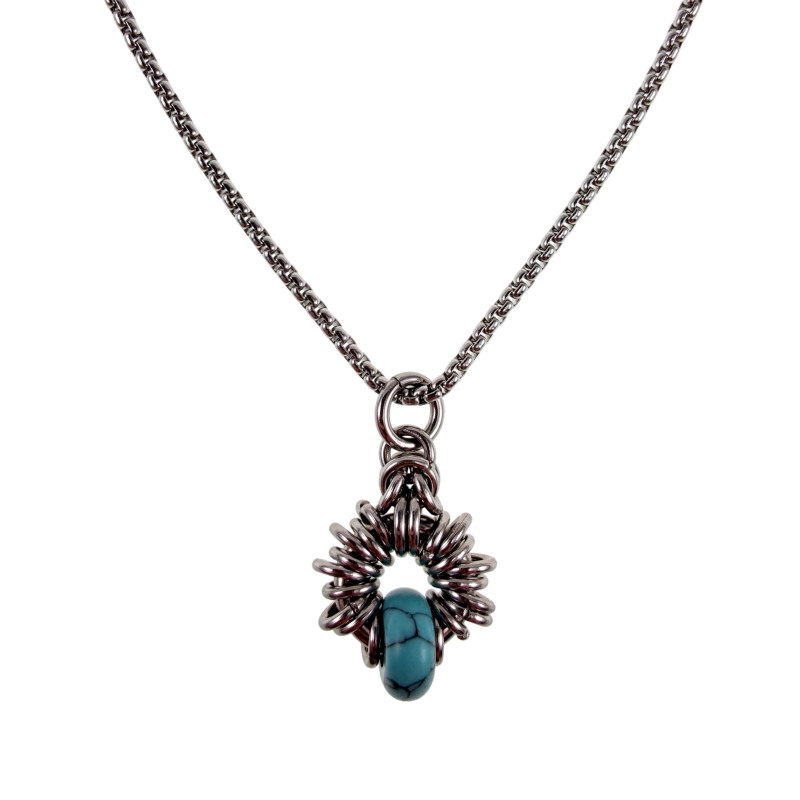 55cm x 2mm RVS Jasseron-Ketting + 32mm Turquoise Steen Hanger Unisex 55cm x 2mm RVS Jasseron-Ketting + 32mm Turquoise Steen Hanger Unisex