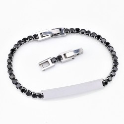 RVS Tennisarmband met Zwarte Zirkonia's