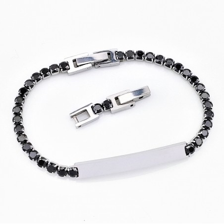 RVS Tennisarmband met Zwarte Zirkonia's