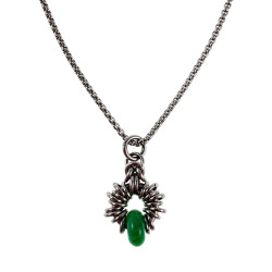 32mm Groene Maleisische Jadesteen Hanger Unisex - RVS - Handgemaakt
