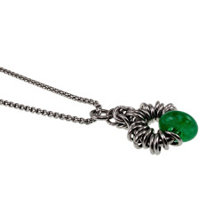 32mm Groene Maleisische Jadesteen Hanger Unisex - RVS - Handgemaakt