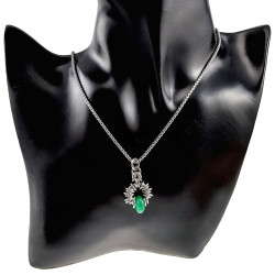 32mm Groene Maleisische Jadesteen Hanger Unisex - RVS - Handgemaakt